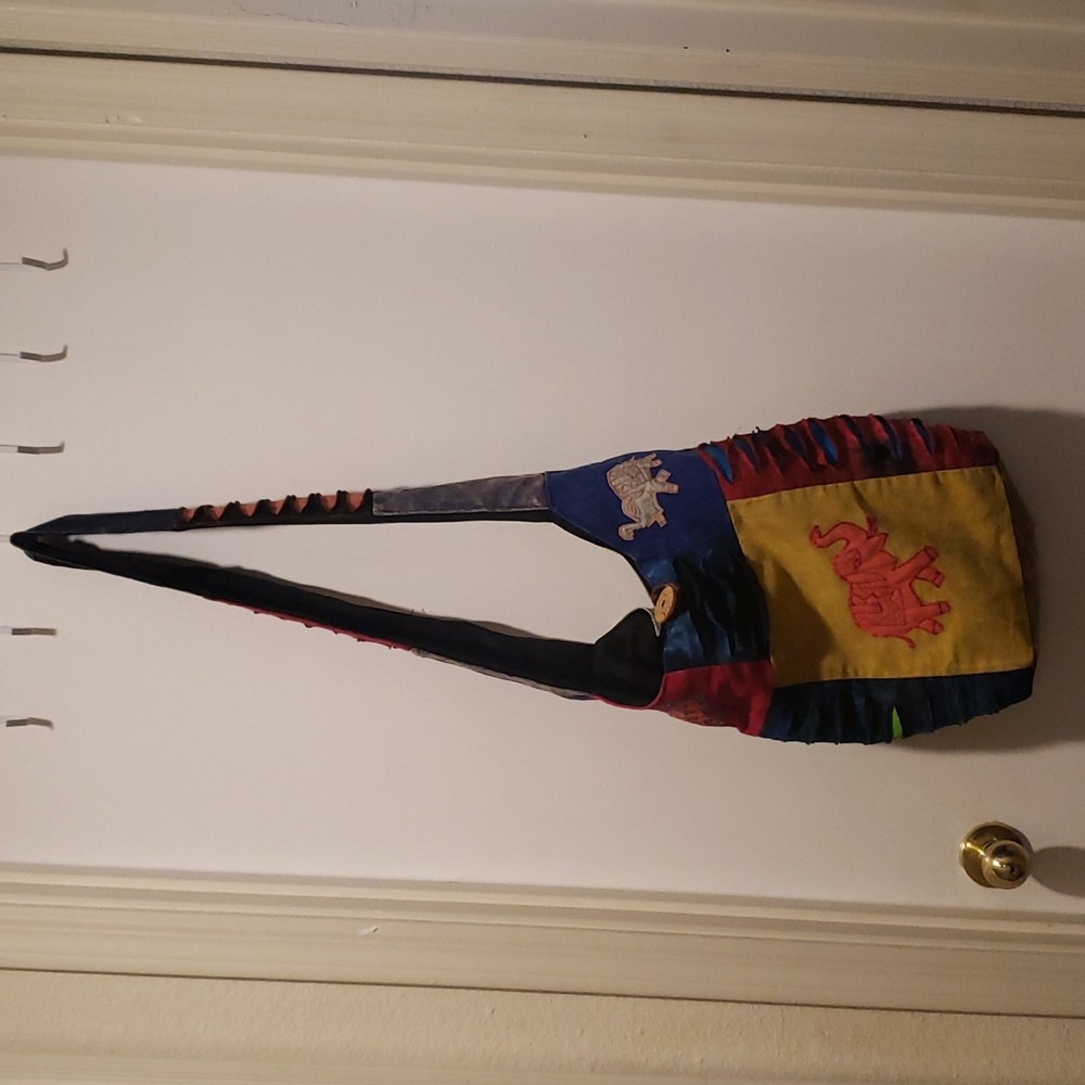 Retro, Boho, Hawaiian patchy crossbow bag. Can hold A Lot.